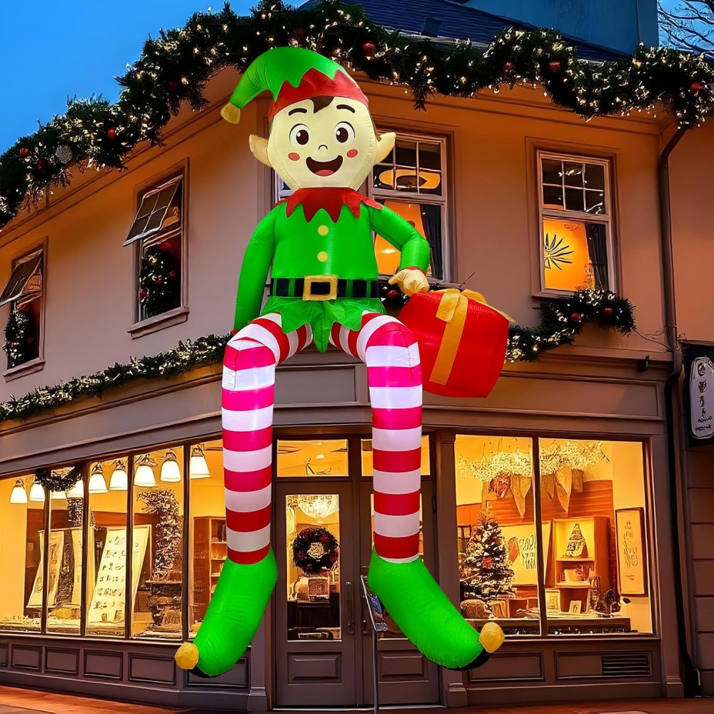 Christmas Lights Outdoor - 8FT gonflables de noël assis elfe