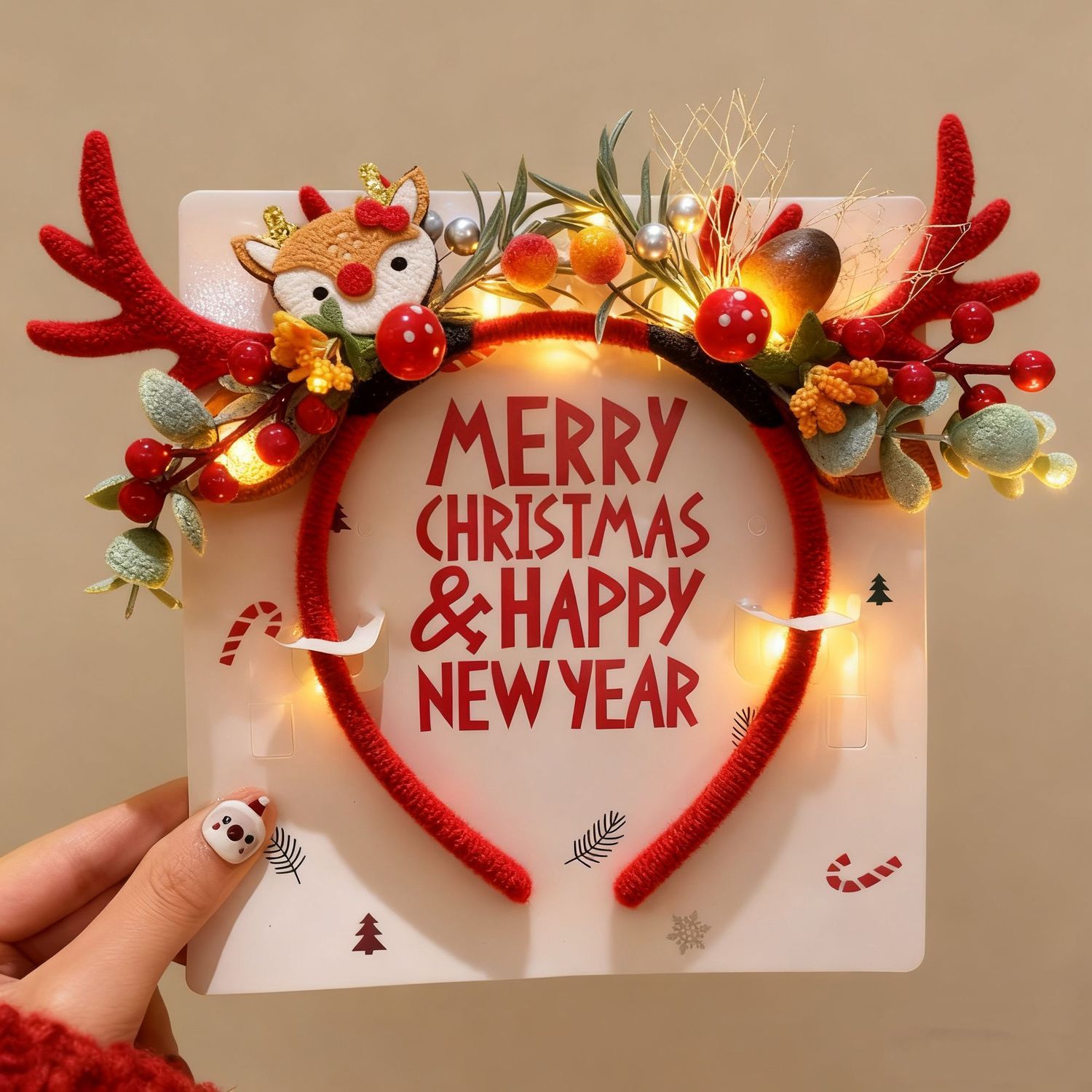 Serre-tête de Noël en peluche  - Reindeer Antlers Headband avis et prix
