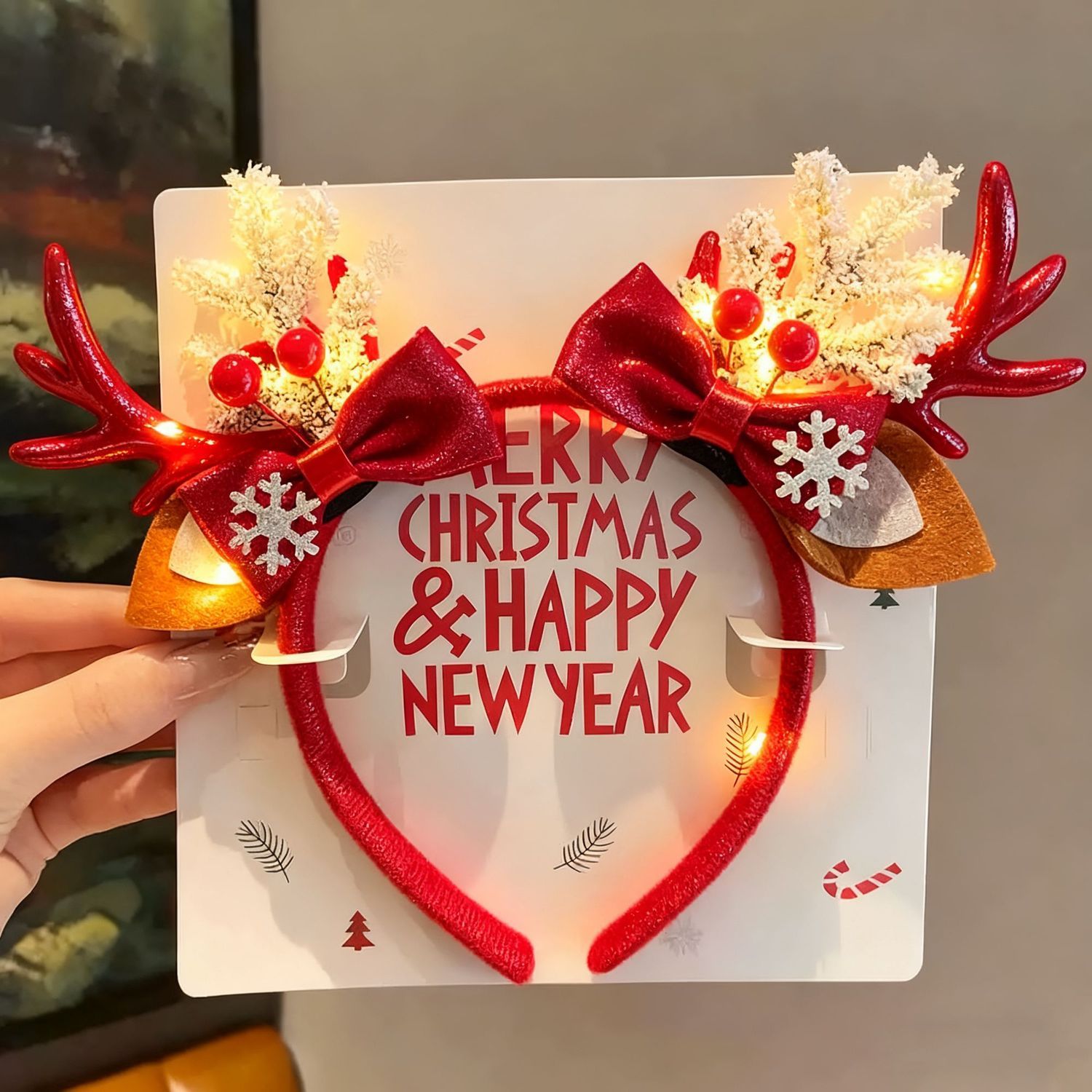 Serre-tête de Noël en peluche  - Reindeer Antlers Headband avis et prix