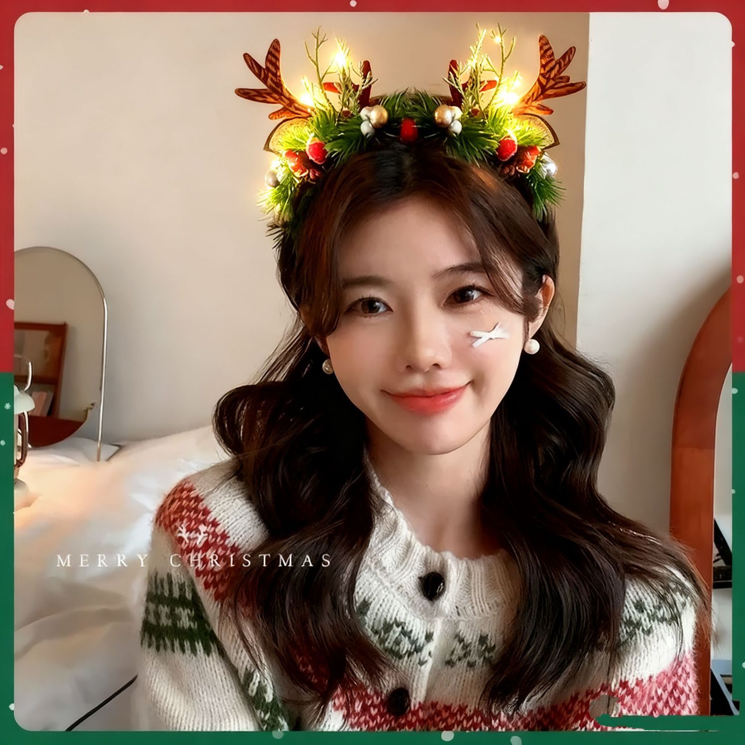 Serre-tête de Noël en peluche  - Reindeer Antlers Headband avis et prix
