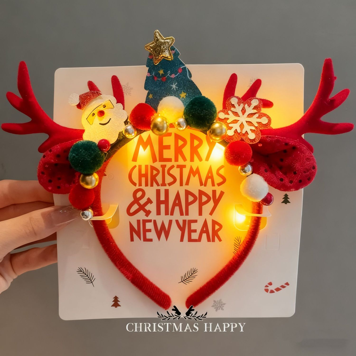 Serre-tête de Noël en peluche  - Reindeer Antlers Headband avis et prix